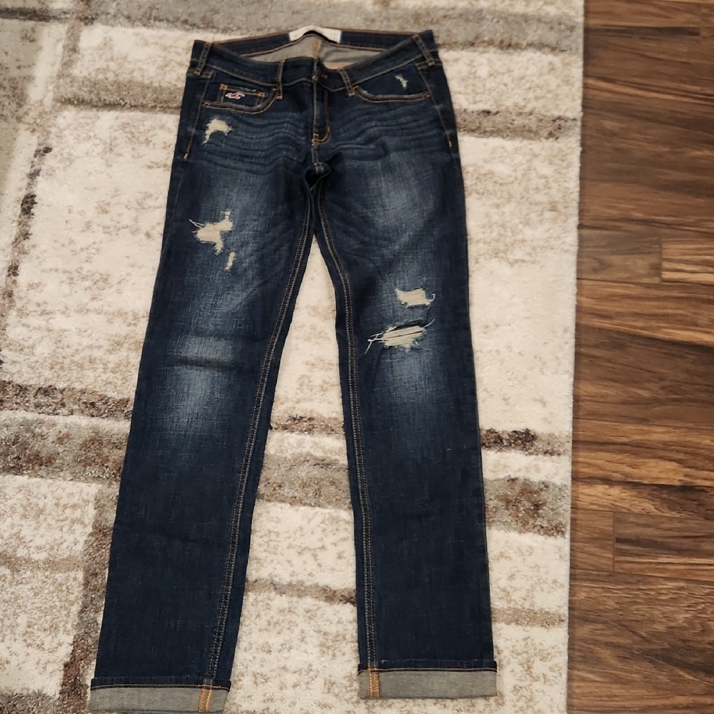 Hollister Navy Distressed Staight Jeans